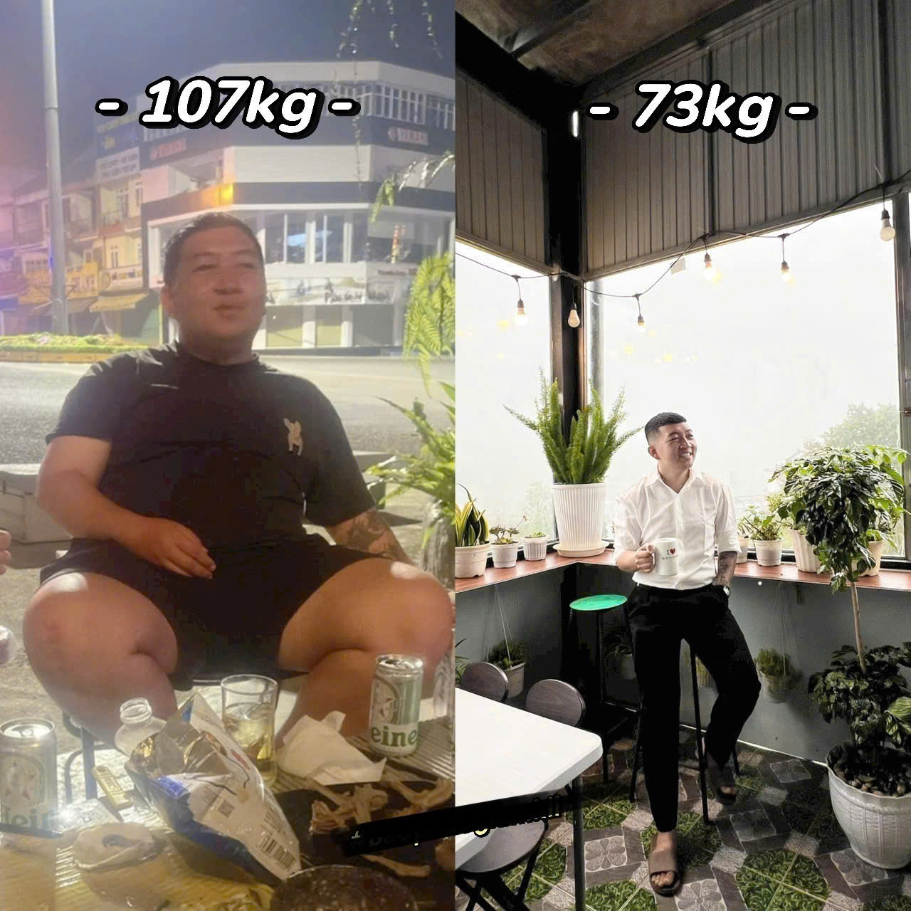 Kết quả nam - giảm từ 103kg xuống 73kg